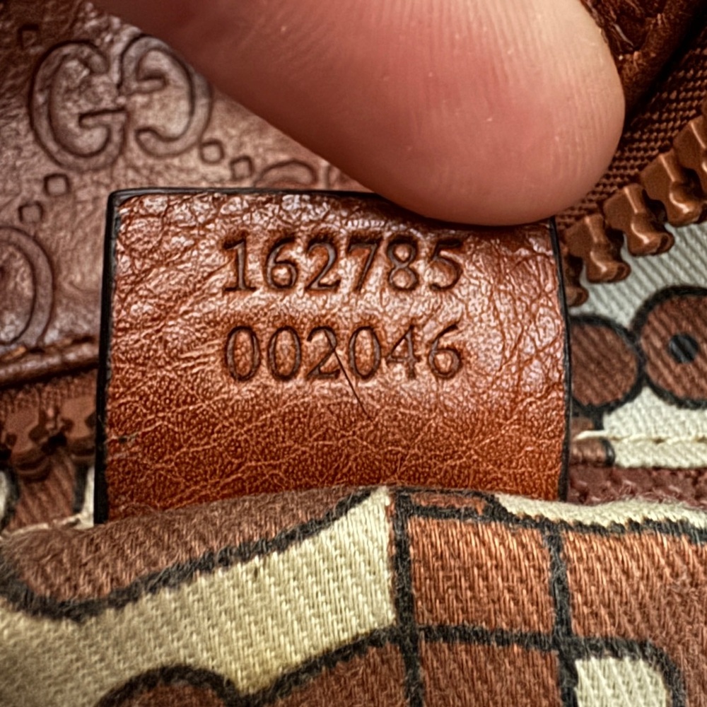 Gucci Brown Leather Travel Bag Tote Bag Messenger Bag - Picture 8 of 9